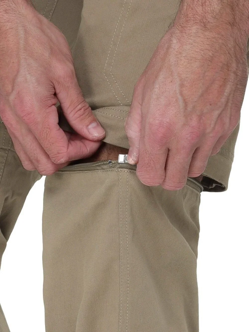 BC Clothing Men's Belted Convertible Pants Tan, Size L x 29 (New)